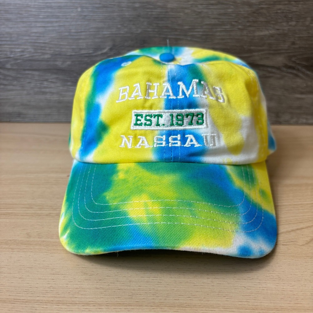 Bahamas Hat Cap Strap Back Blue‎ Yellow Tie Dye Nassau Outdoors